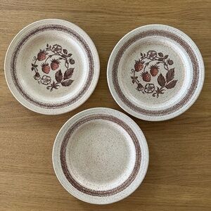 Set of 3 Churchill Homespun Stonecast Dinner Plate Wild Strawberry